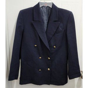 Pitlochry Women's Long Sleeve Double Breasted Blazer Jacket 100% Wool Blue Sz 10